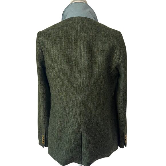 J.Crew Bristol Blazer Jacket Double Breasted Herringbone Wool Green Size 8 - Picture 8 of 10